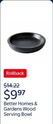 Walmart Better Homes & Gardens Large Low Wood Serving Bowl offer