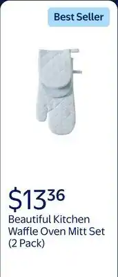 Walmart Beautiful Kitchen Waffle Oven Mitt & Mini Mitt Set, 100% Cotton, Heat Resistant, Cornflower Blue offer