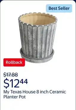 Walmart My Texas House 8 inch Shell Gray Ceramic Planter Pot offer