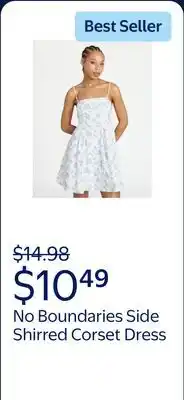 Walmart No Boundaries Side Shirred Corset Dress, Women's offer