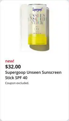 JC Penney Supergoop Unseen Sunscreen Stick SPF 40 offer