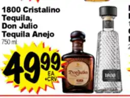 Superior Grocers 1800 Cristalino Tequila, Don Julio Tequila Anejo offer