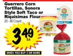 Superior Grocers Guerrero Corn Tortillas, Sonora Style Soft Taco or Riquisimas Flour offer