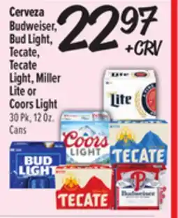 El Super Fresh Budweiser, Bud Light, Tecate, Tecate Light, Miller Lite or Coors Light offer
