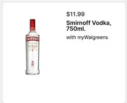 Walgreens Smirnoff Vodka, 750ml offer