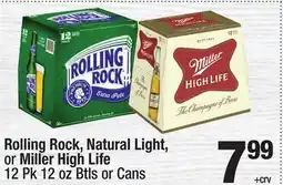Super King Markets Rolling Rock, Natural Light, or Miller High Life Pk offer
