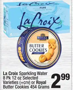 Super King Markets La Croix Sparkling Water 8 Pk 12 oz or Royal Butter Cookies 454 Grams offer