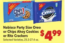 Vallarta Supermarkets Nabisco Party Size Oreo or Chips Ahoy Cookies or Ritz Crackers offer