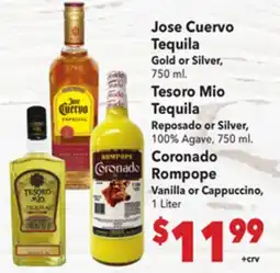 Vallarta Supermarkets Jose Cuervo Tequila Gold or Silver offer