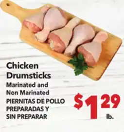 Vallarta Supermarkets Chicken Drumsticks Marinated and Non Marinated / PIERNITAS DE POLLO PREPARADAS Y SIN PREPARAR offer