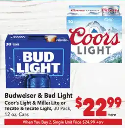 Vallarta Supermarkets Budweiser & Bud Light offer