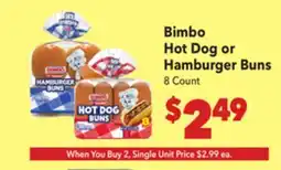 Vallarta Supermarkets Bimbo Hot Dog or Hamburger Buns offer