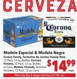 Vallarta Supermarkets cerveza Modelo Especial & Modelo Negra offer