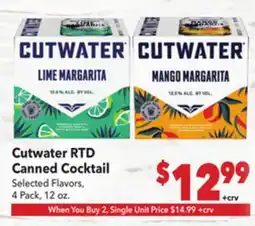 Vallarta Supermarkets Cutwater RTD Canned Cocktail offer