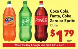 Vallarta Supermarkets Coca Cola, Fanta, Coke Zero or Sprite offer