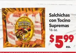 Vallarta Supermarkets Salchichas con Tocino Supremas offer
