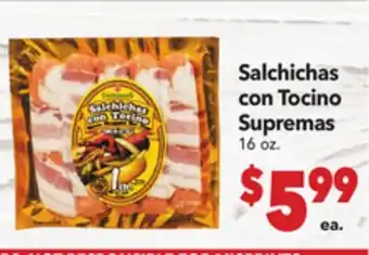Vallarta Supermarkets Salchichas con Tocino Supremas offer