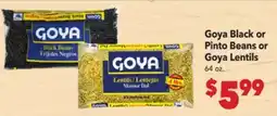 Vallarta Supermarkets Goya Black or Pinto Beans or Goya Lentils offer