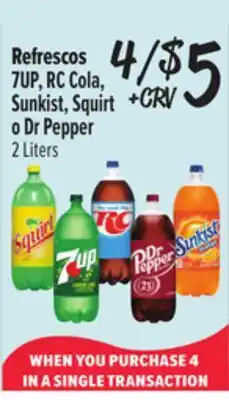 El Super 7UP, RC Cola, Sunkist, Squirt o Dr Pepper offer