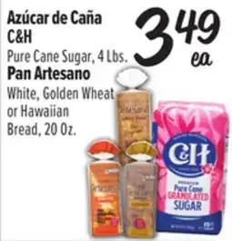 El Super C & H Pure Cane Sugar, 4 Lbs. White, Golden Wheat or Hawaiian Bread, 20 oz offer