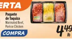 El Super Marinated Beef, Pork or Chicken offer