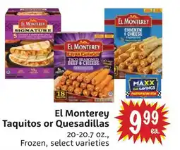 Foodmaxx El Monterey Taquitos or Quesadillas offer