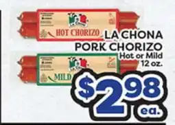 Torres Supermercado LA CHONA PORK CHORIZO offer
