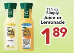 Eurofresh Market 11.5 oz. Simply Juice or Lemonade offer