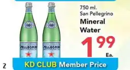 Eurofresh Market 750 ml San Pellegrino Mineral Water offer