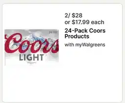 Walgreens 24-Pack Coors Products offer