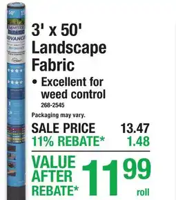 Menards 3' x 50' Landscape Fabric offer