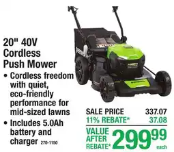 Menards 20 40V Cordless Push Mower offer