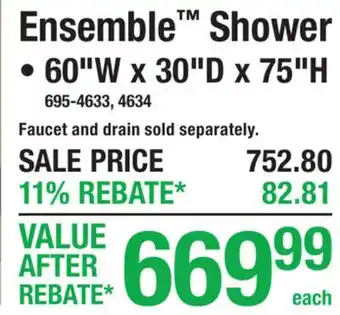 Menards Ensemble Shower offer