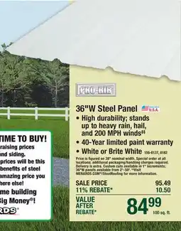 Menards 36W Steel Panel offer