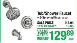 Menards Tub/Shower Faucet offer