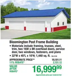 Menards Bloomington Post Frame Building offer