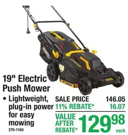 Menards 19 Electric Push Mower offer