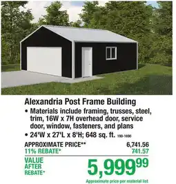Menards Alexandria Post Frame Building offer