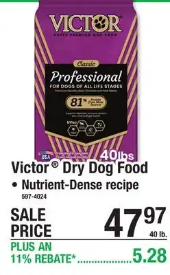 Menards Victor Dry Dog Food offer