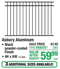Menards Asbury Aluminum SECURITY FENCE PANEL offer