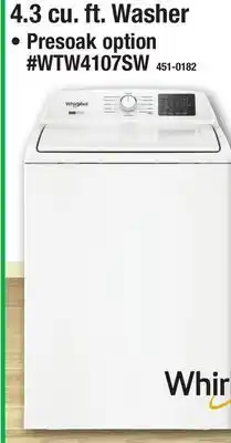 Menards 4.3 cu. ft. Washer offer