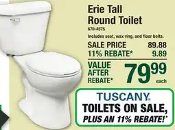 Menards Erie Tall Round Toilet offer
