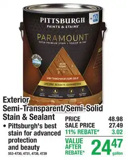 Menards Exterior Semi-Transparent/Semi-Solid Stain & Sealant offer