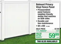 Menards Belmont Privacy Vinyl Fence Panel offer