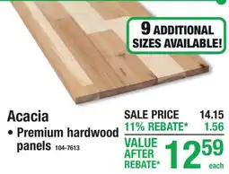 Menards 1 x 12 x 4' Acacia Edge Glued Boards offer