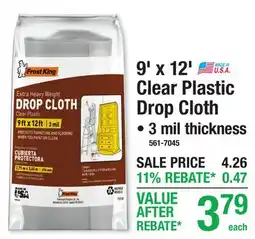 Menards 9' x 12' Clear Plastic Drop Cloth offer