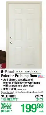 Menards 6-Panel Exterior Prehung Door offer