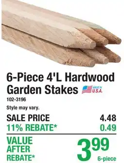 Menards 6-Piece 4'L Hardwood Garden Stakes offer