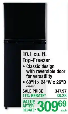 Menards 10.1 cu. ft. Top-Freezer offer