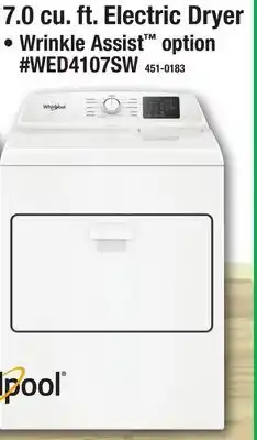 Menards Whirlpool 7.0 cu. ft. Electric Dryer offer